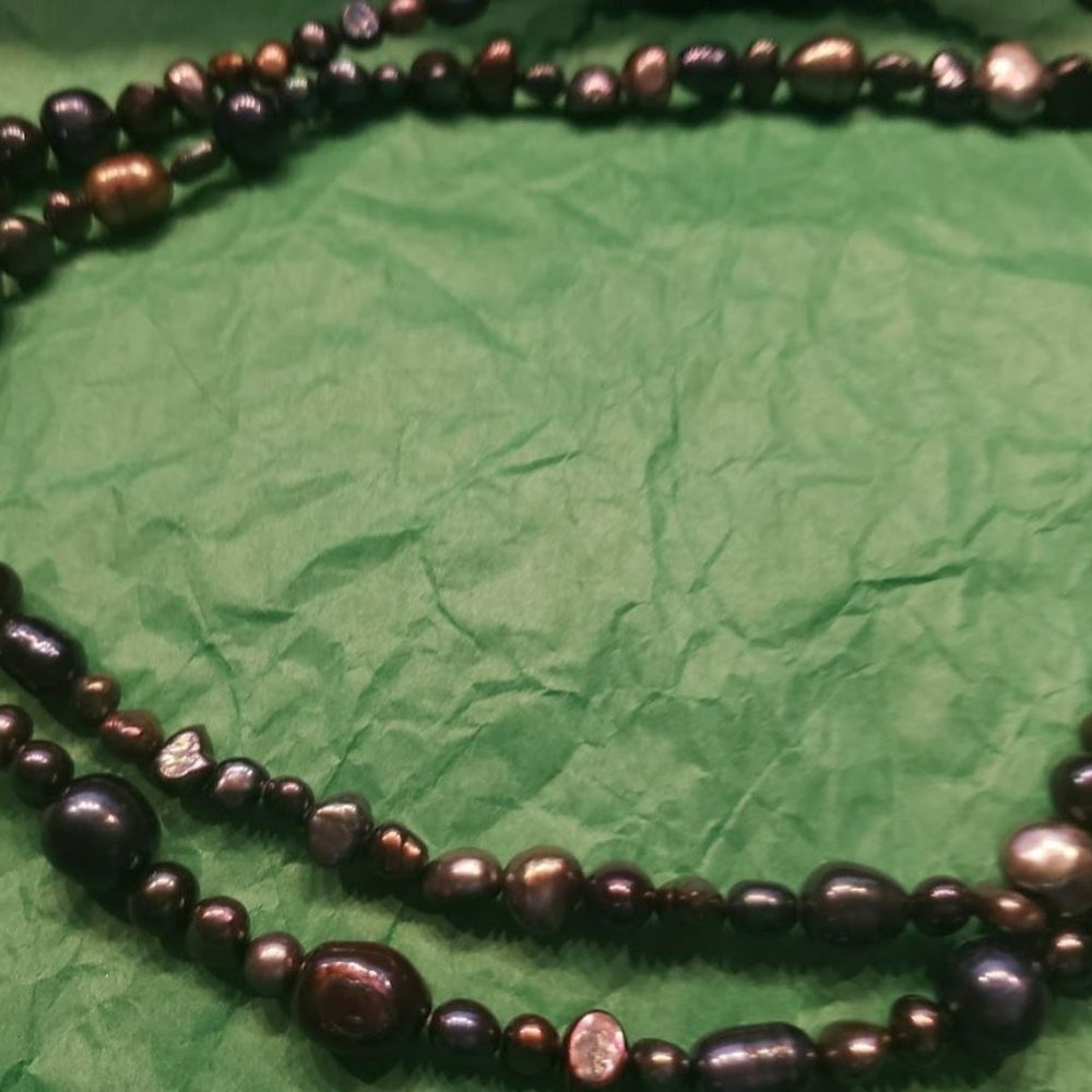Black cultured pearl necklace strand 4-10 mm 36 in New in box JTV